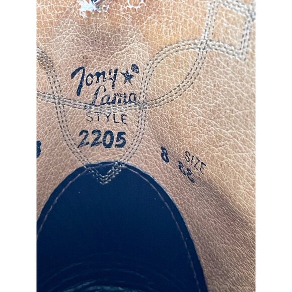 Tony Lama Black Bull hide Boots Size 8 EE Mens Style 2205 Western Leather - Picture 11 of 16